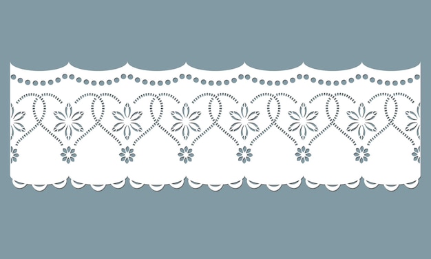 Vector vintage lace cotton eyelet trim design vector floral embroidery decorative scallop border laser cut detail ornament for fabric border paper cut out technical template