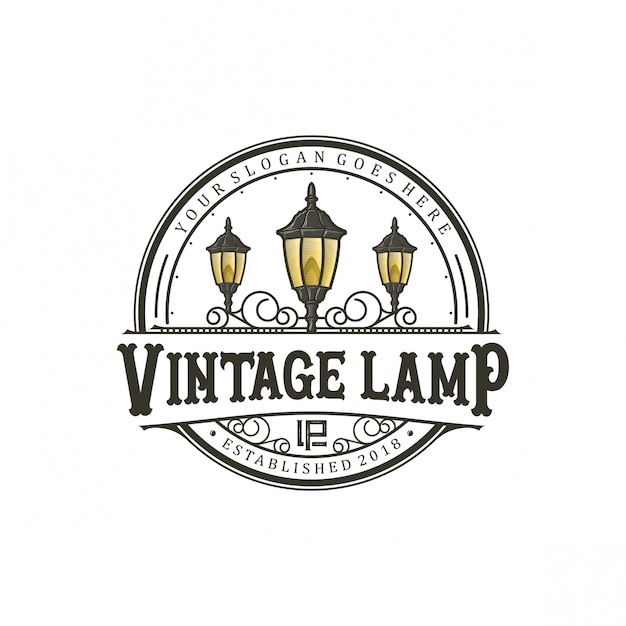 Vector vintage lamp logo design