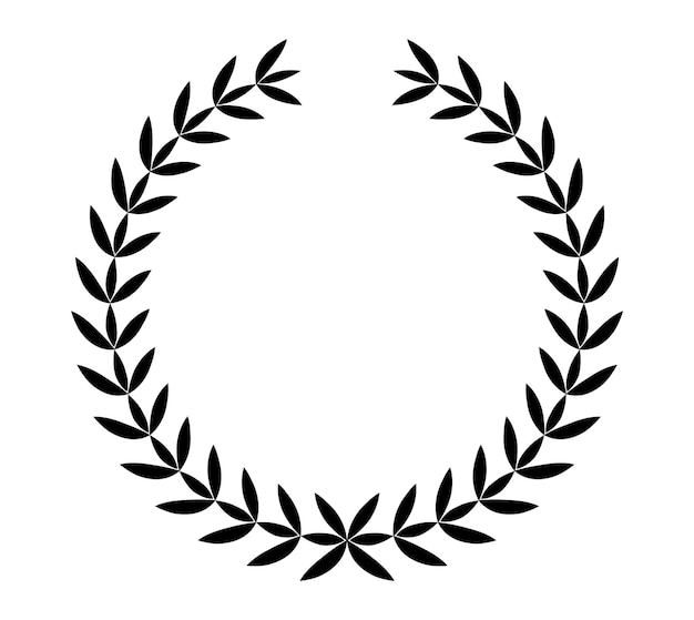 Винтажный лавровый венок черный силуэт круговой знак с изображением эмблемы благородства геральдики достижения награды лавровый венок награжденный приз или победа