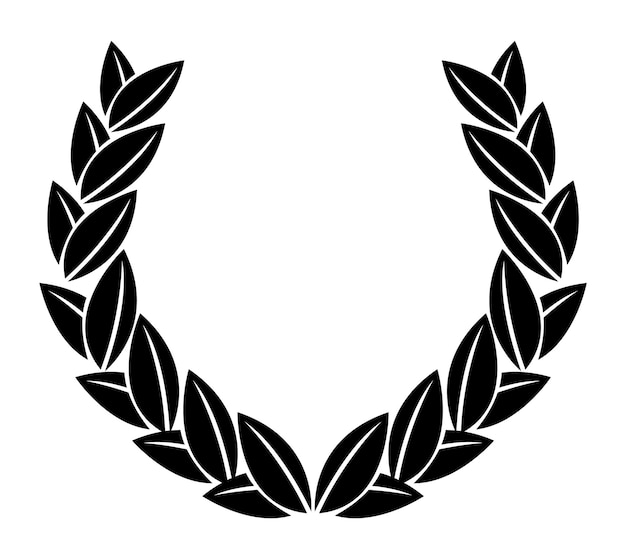 Vintage laurel wreath Black silhouette circular sign depicting an award achievement heraldry nobility emblem Laurel wreath award winning prize or victory