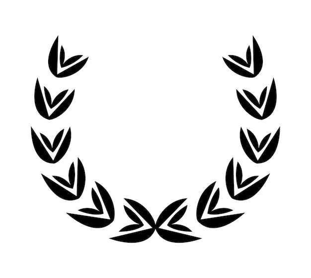 Vector vintage laurel wreath black silhouette circular sign depicting an award achievement heraldry nobility emblem laurel wreath award winning prize or victory