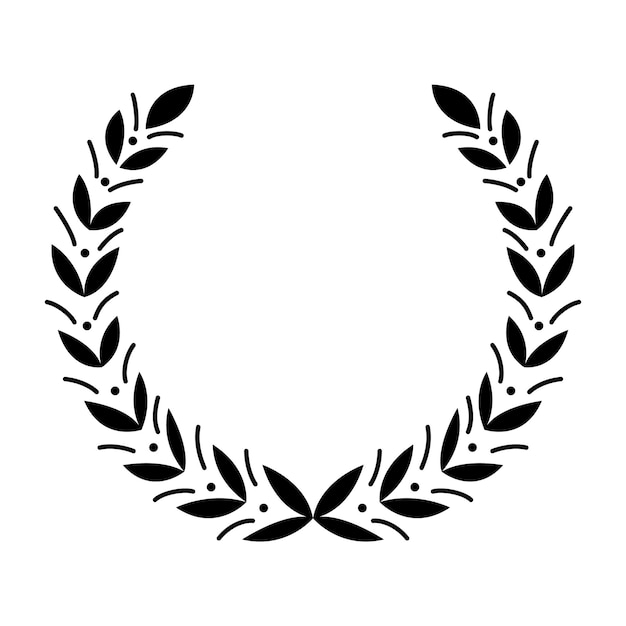 Vector vintage laurel wreath black silhouette circular sign depicting award achievement heraldry nobility emblem laurel wreath award winning prize or victory