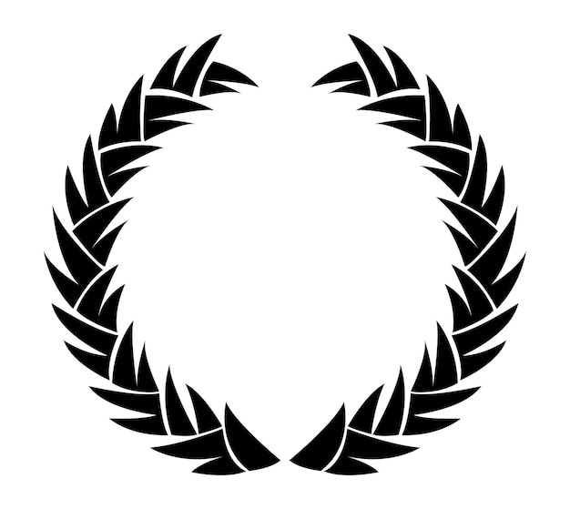 Vintage lauwerkrans Zwart silhouet circulaire teken beeltenis van een award prestatie heraldiek adel embleem Lauwerkrans award winnende prijs of overwinning