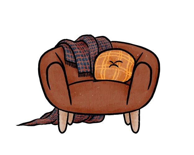 Вектор Винтажная кожаная мебель для дивана