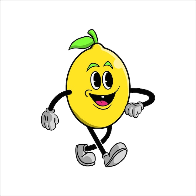 Vintage lemon cartoon character 9039s premium vector