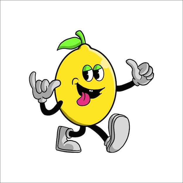 Vintage Lemon Cartoon Character 9039s Premium Vector