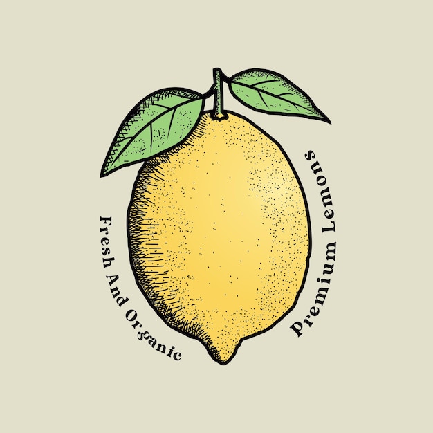 Design premium di frutta al limone vintage