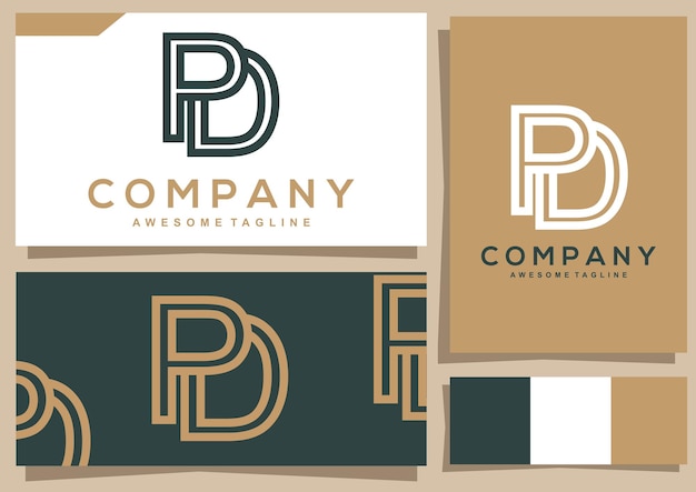 Vector vintage letter p d logo design