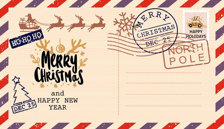 Vector サンタクロースへのヴィンテージレターポストカードクリスマスメール