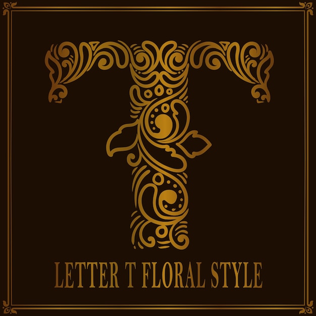 Vintage letter t floral pattern style