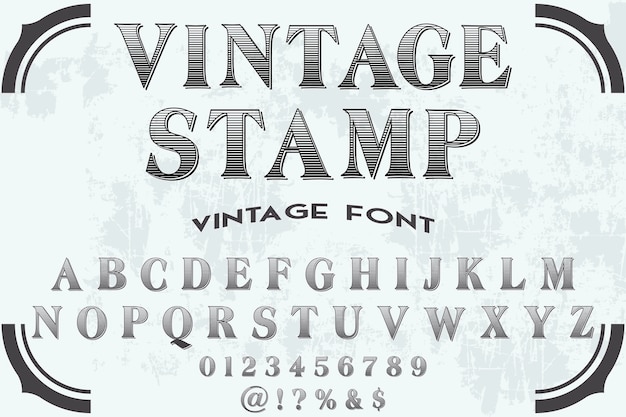 Vector vintage lettering alphabet font design stamp