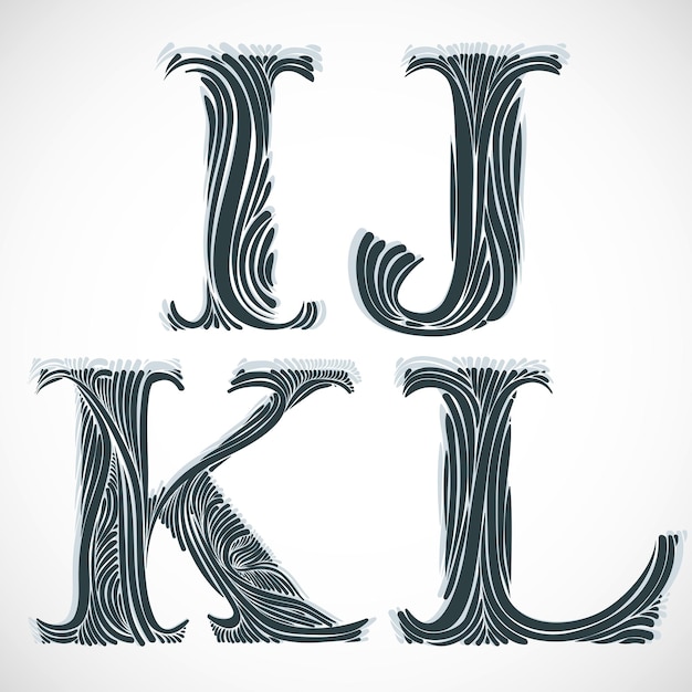 Vector vintage letters i j k l