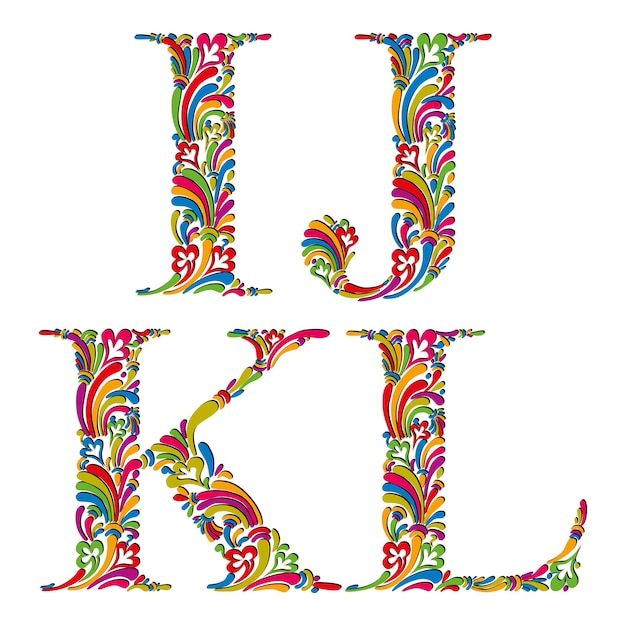 Vector vintage letters i j k l