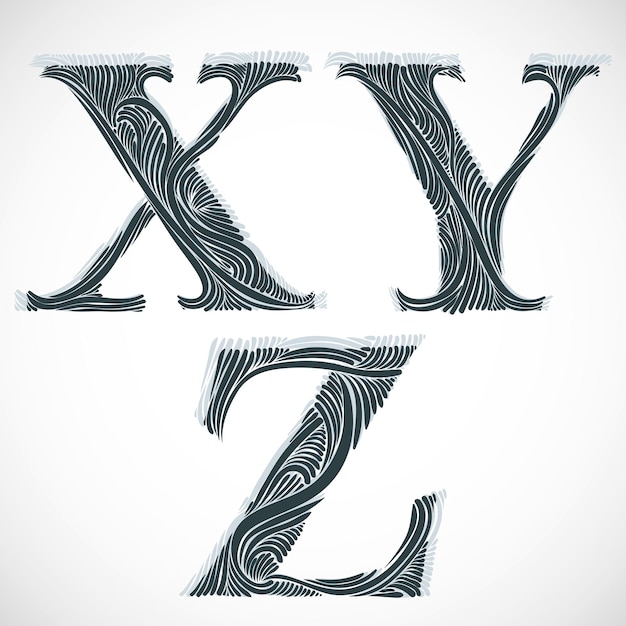 Vintage letters X Y Z