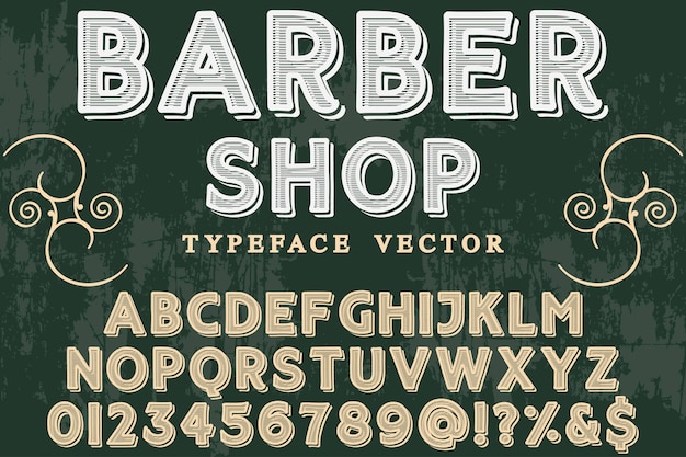 vintage lettertype alfabetische grafische stijl kapper