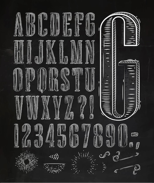 Vector vintage lettertype brieven krijt