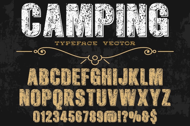 Vintage lettertype grafische stijl camping