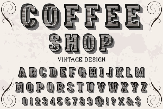 Vintage lettertype handgemaakt koffiewinkel