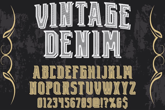 Vintage lettertype ontwerp denim