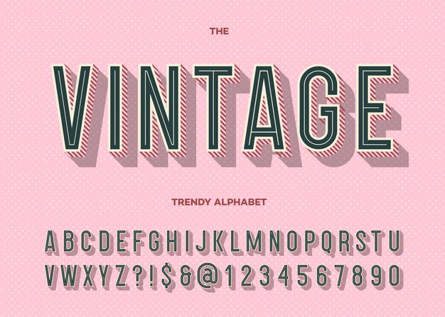 Vector vintage lettertype retro modern alfabet trendy typografie schreefloze stijl voor feestposter afdrukken op stof t-shirt promotie decoratie stempel label cool vet 3d-lettertype vector 10 eps