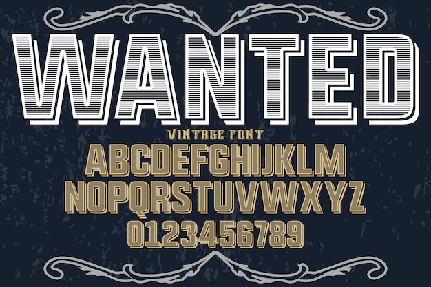 vintage lettertype typografie alfabet met nummers gezocht