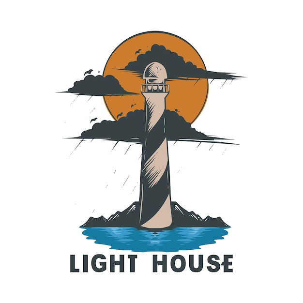 Vintage light house design illustration