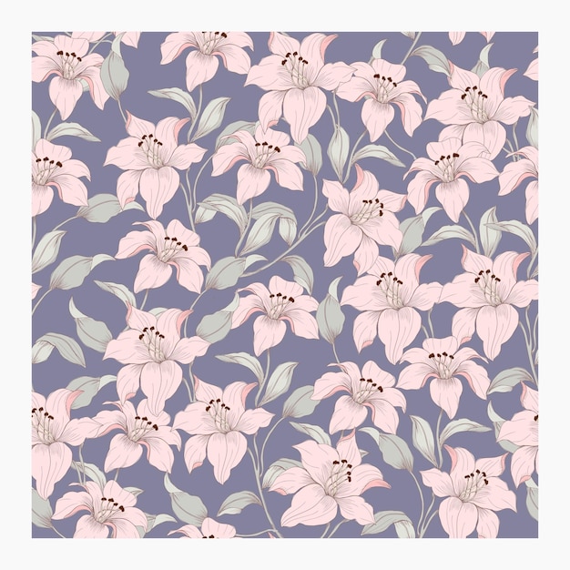 Vintage Lily Seamless Pattern