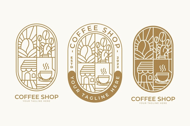 Vector vintage line art coffee logo template