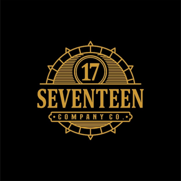 빈티지 라인 아트 엠블럼 Seventeen 로고 디자인