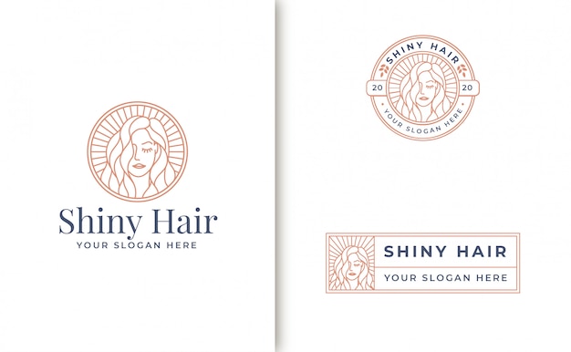 Vintage line art woman logo design