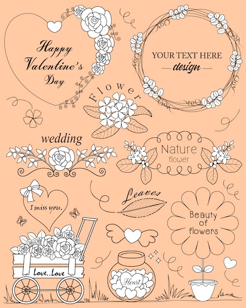 Vector vintage line decoration set