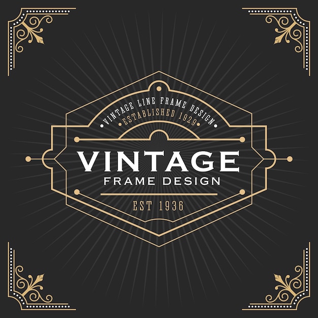 Vintage line frame design for labels, banner, logo, emblem