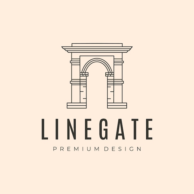 Vector vintage line gate art logo vector symbol illustration design