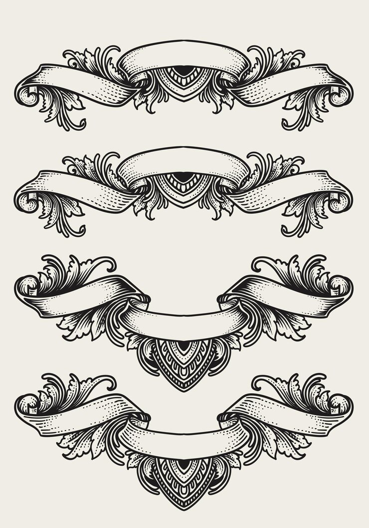 Vintage lint set klassieke gravure ornament stijl Vector ontwerp