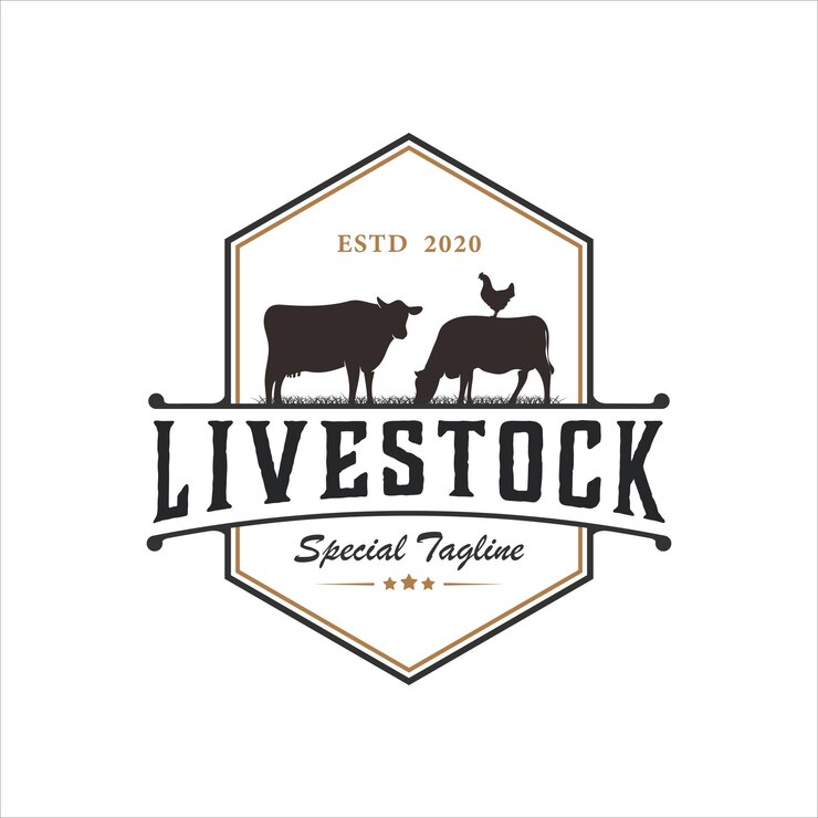 vintage livestock logo design retro farm design template