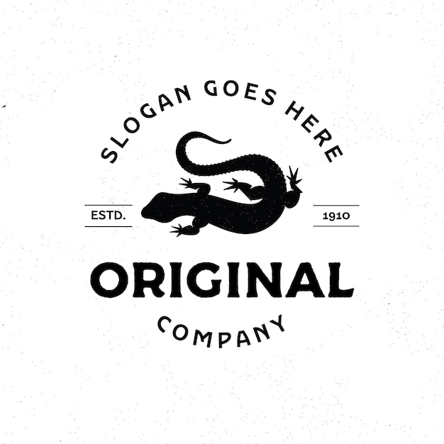 vintage Lizard-logo met bewerkbare tekst