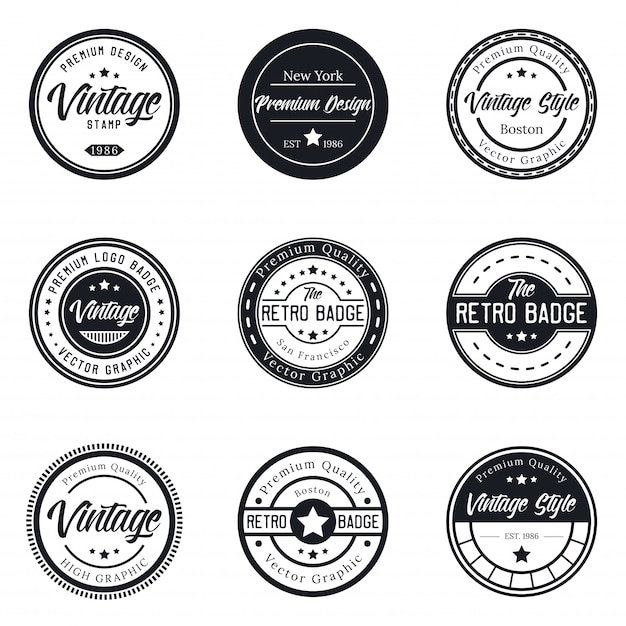 Vector vintage logo badge set collection