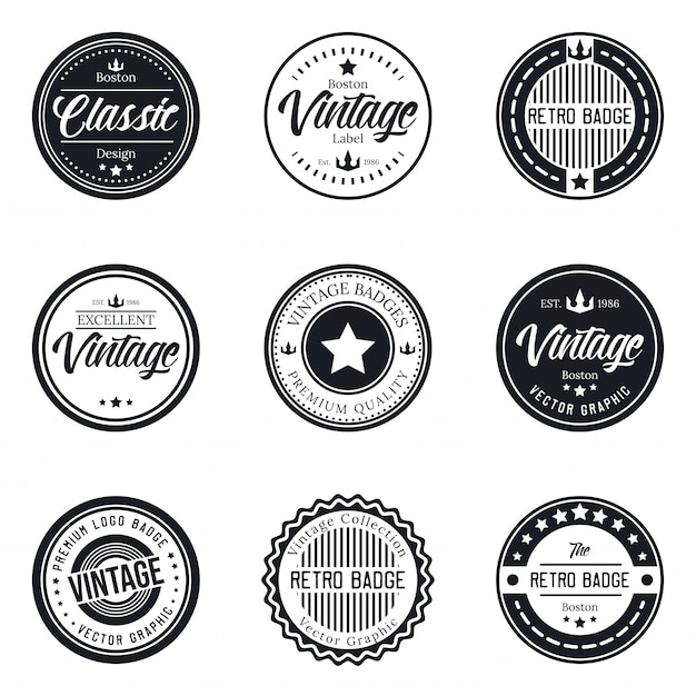 Vintage logo badge set collection