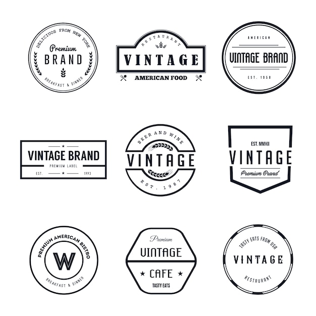 Vintage logo badge set