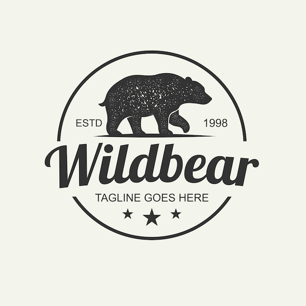vintage logo bear and typography poster with hand drawn elements template for print cover banner or other business or art works