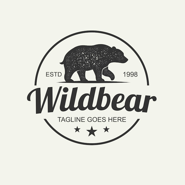 Vintage logo bear and typography Poster with Hand drawn elements Template for print cover banner or other business or art works