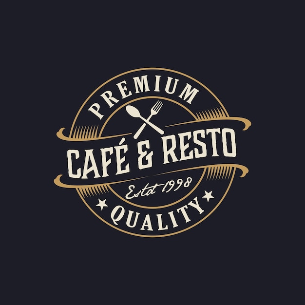 Vintage logo cafe and restaurant template illustration