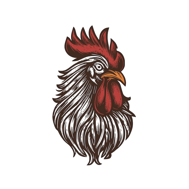Logo vintage di una testa di pollo un logo oldschool di un gallo