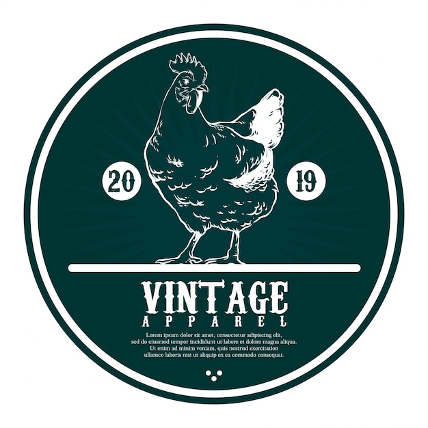 Vintage logo chicken text vector