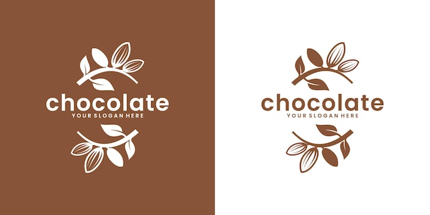 Vintage logo chocolade fruitplant creatief ontwerp