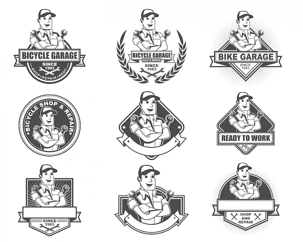 Vintage logo collection set for bike shop