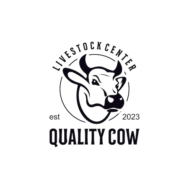 農場の乳製品や肉の提供者用のヴィンテージのロゴの牛のバッジ