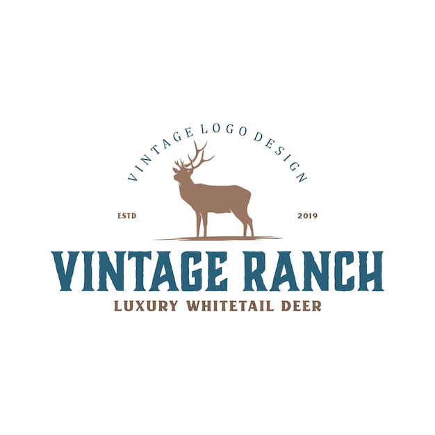 Vintage logo for deer farms and hunting