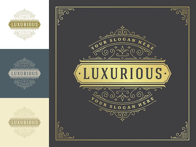 Vintage logo elegant flourishes line art