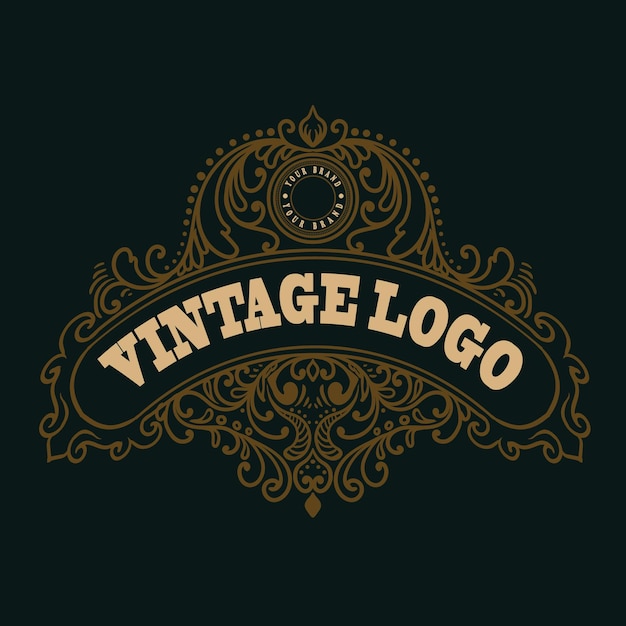 Premium Vector | Vintage logo floral ornament style